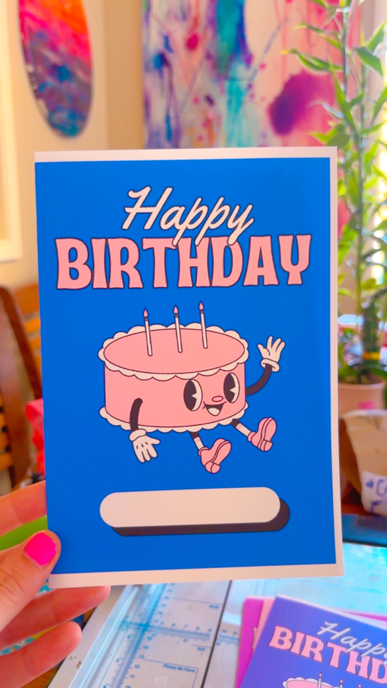 6 colorful happy birthday Cards blank inside