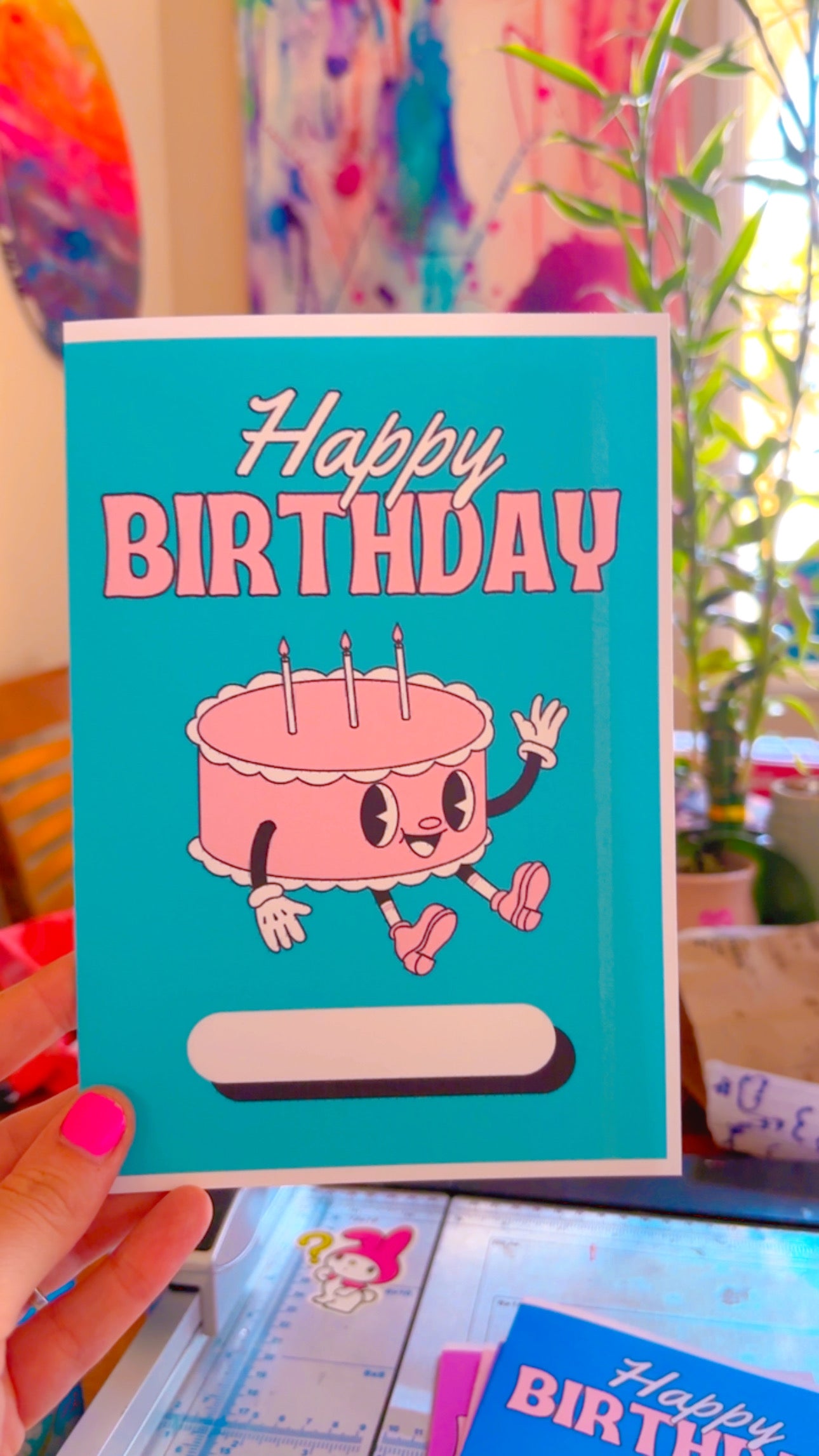 6 colorful happy birthday Cards blank inside