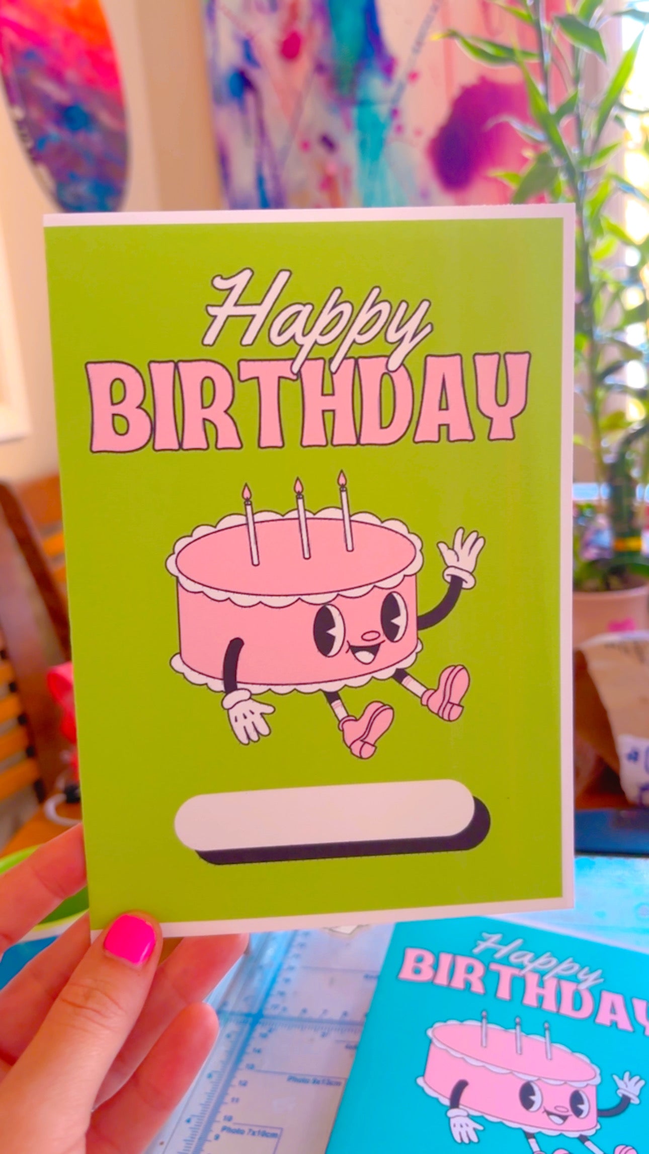 6 colorful happy birthday Cards blank inside