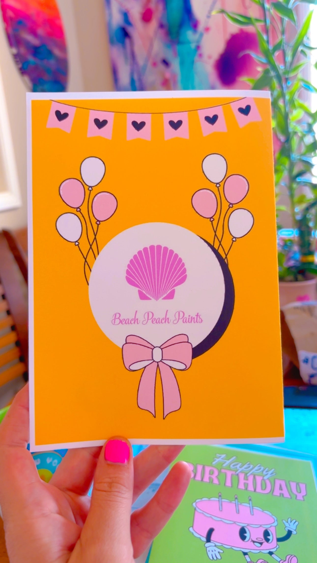 6 colorful happy birthday Cards blank inside