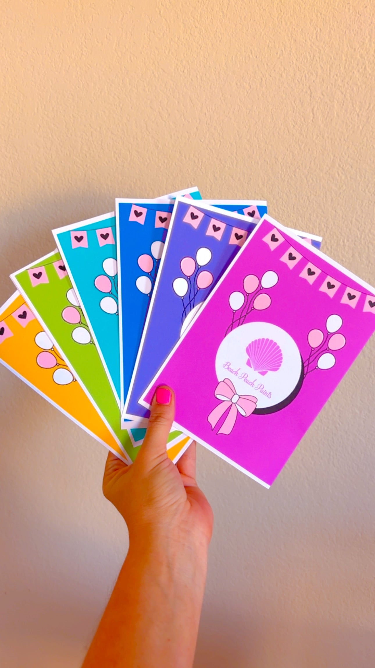 6 colorful happy birthday Cards blank inside