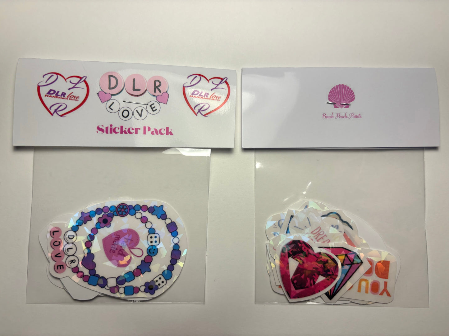 1 DLR Love Handmade designs mini holographic sticker pack