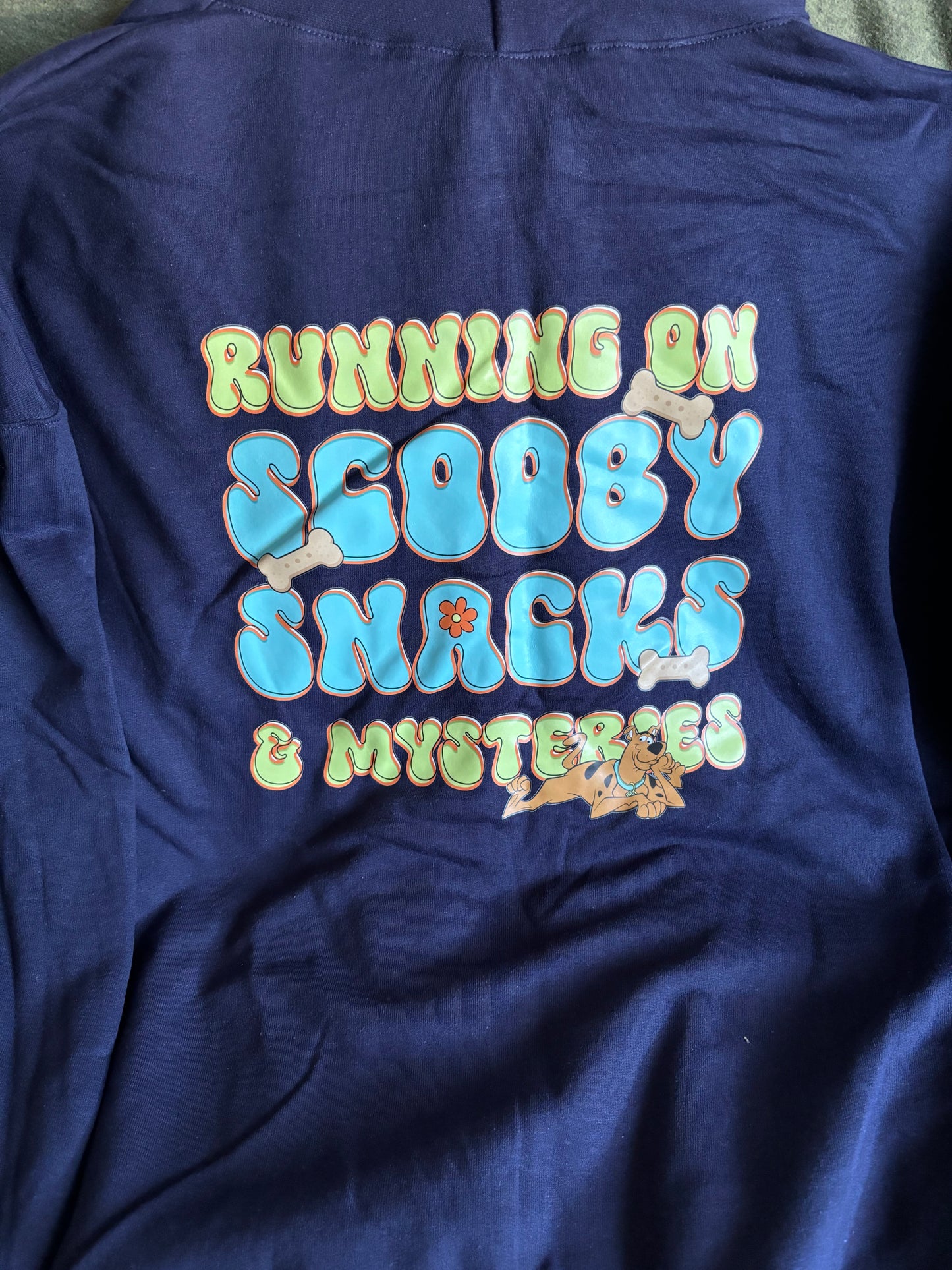 Running on Scooby Snacks & Mysteries 2XL navy blue hoodie