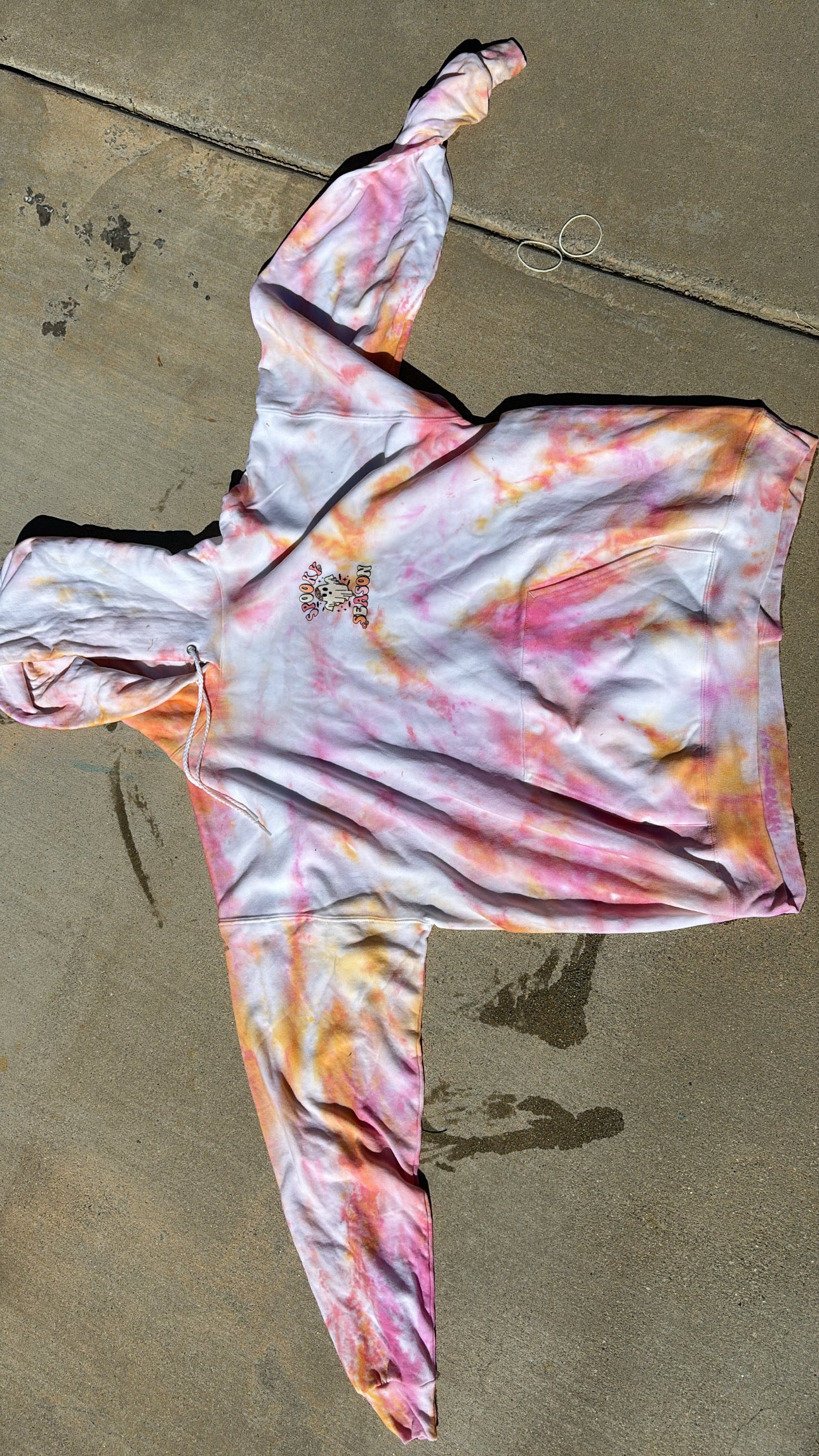 Spooky Season the dye  hoodie with ghost