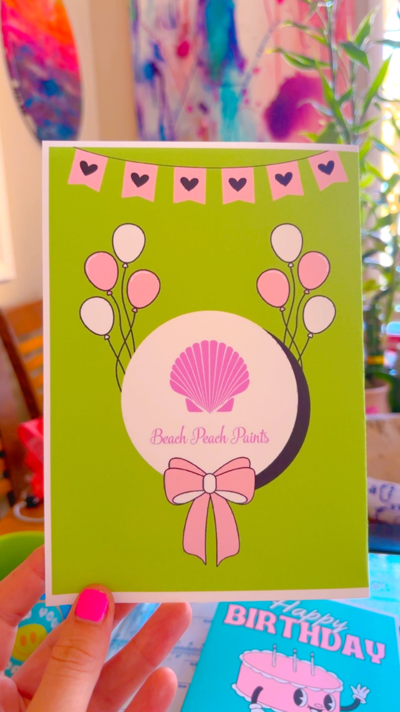 6 colorful happy birthday Cards blank inside