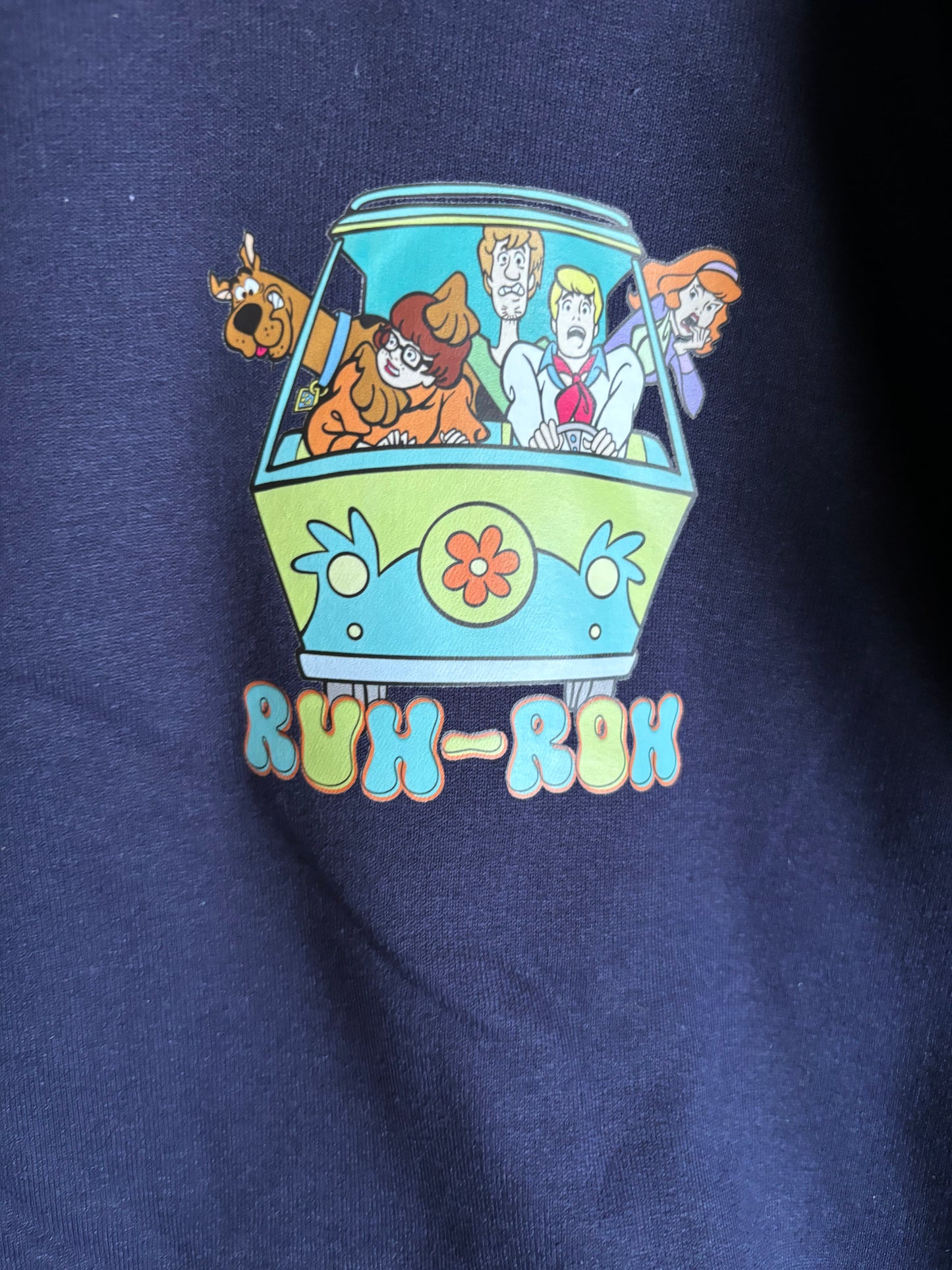 Running on Scooby Snacks & Mysteries 2XL navy blue hoodie