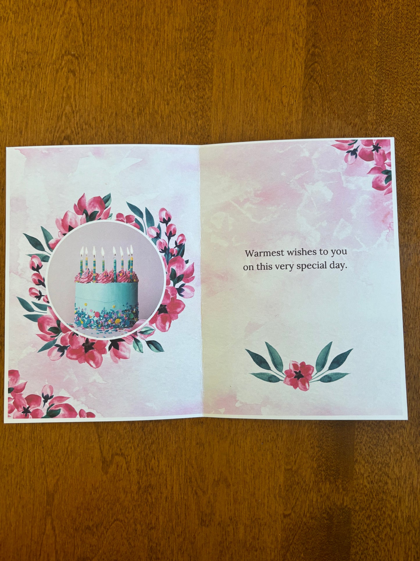 Happy birthday Card pink flowers