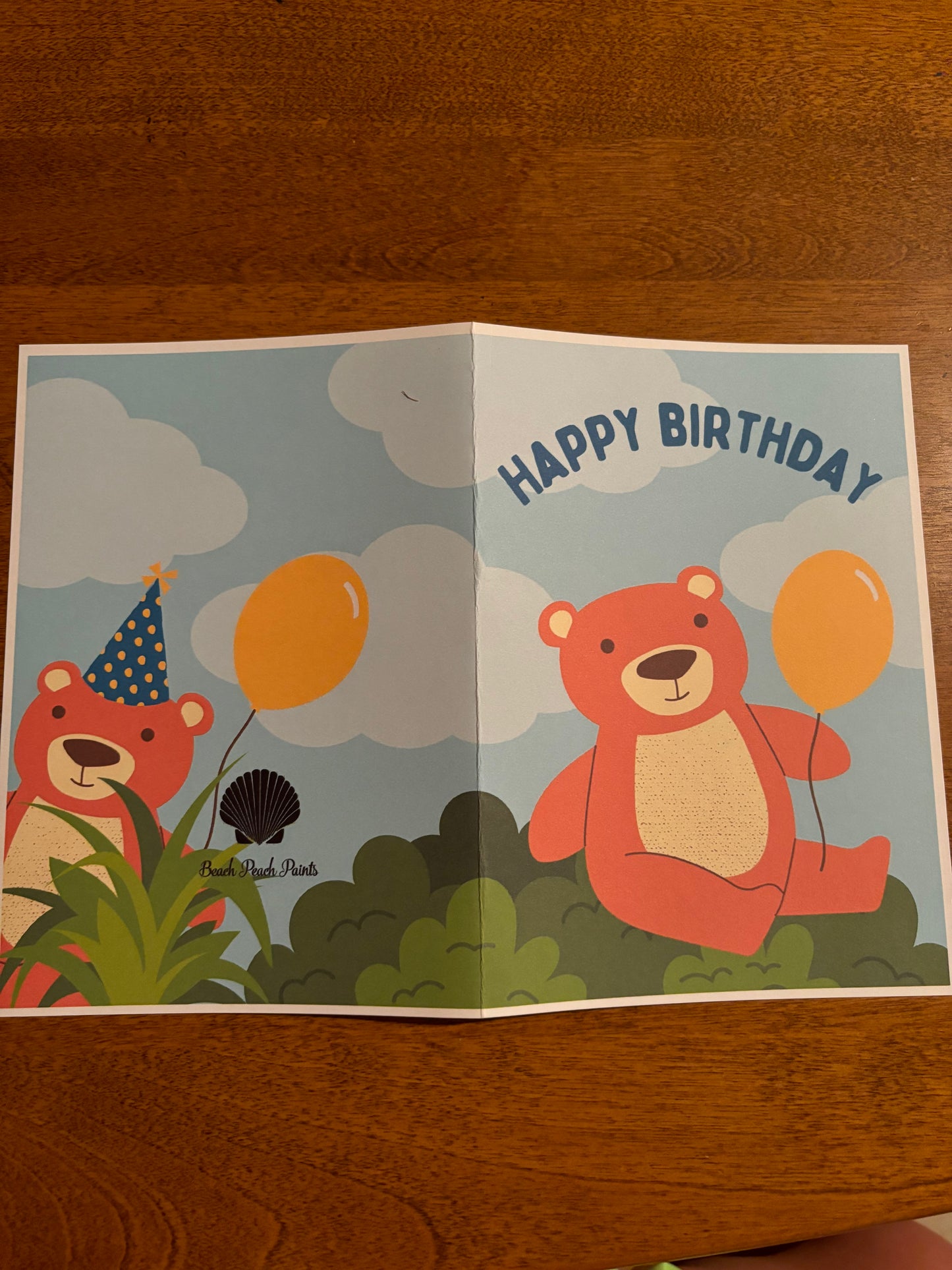 Happy Birthday Card bear with balloon