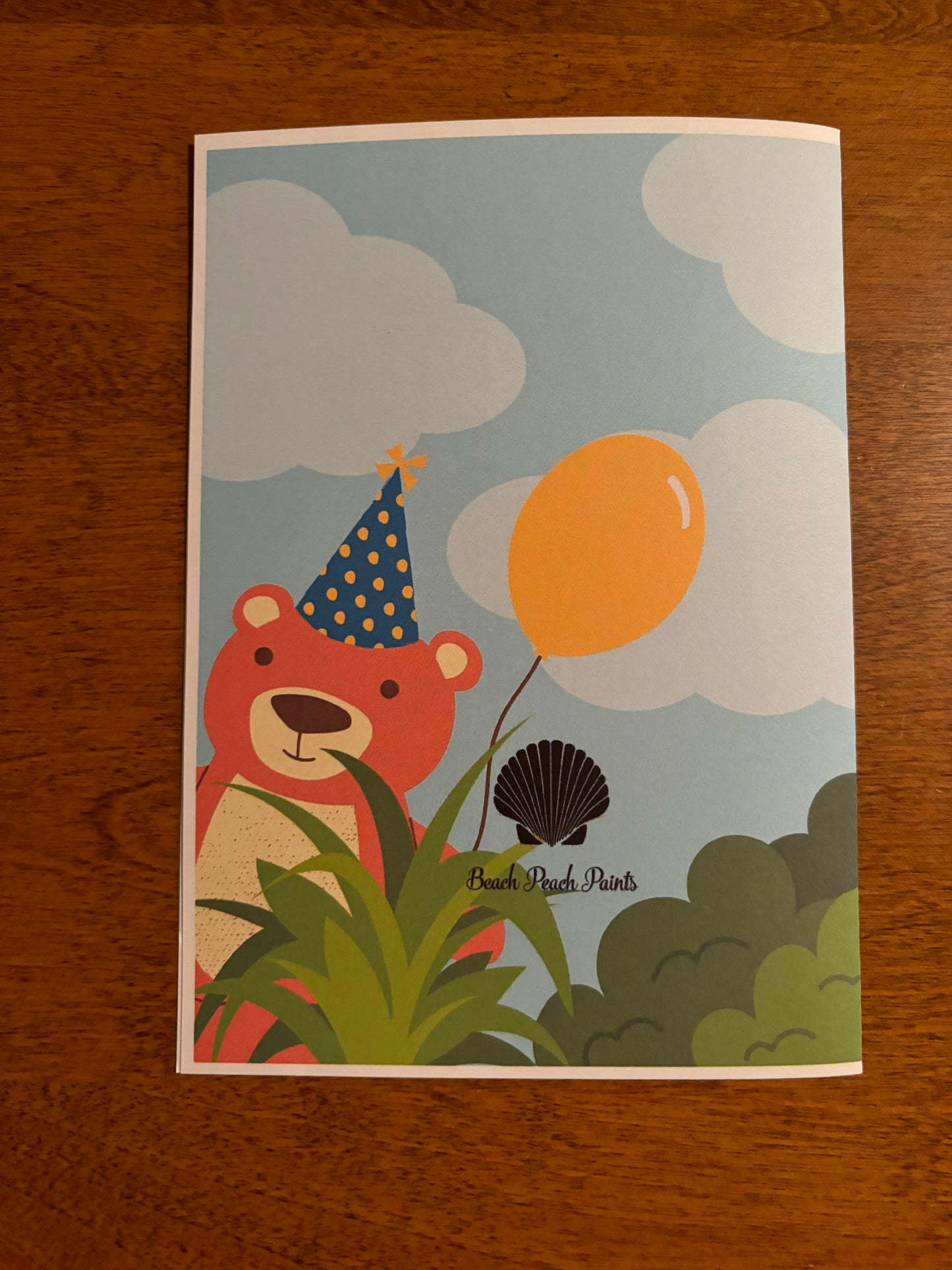 Happy Birthday Card bear with balloon